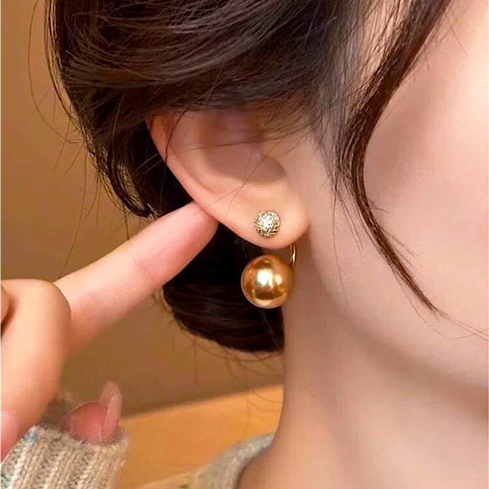 Champagne Pearl Rhinestone Earrings NEW 🏷️